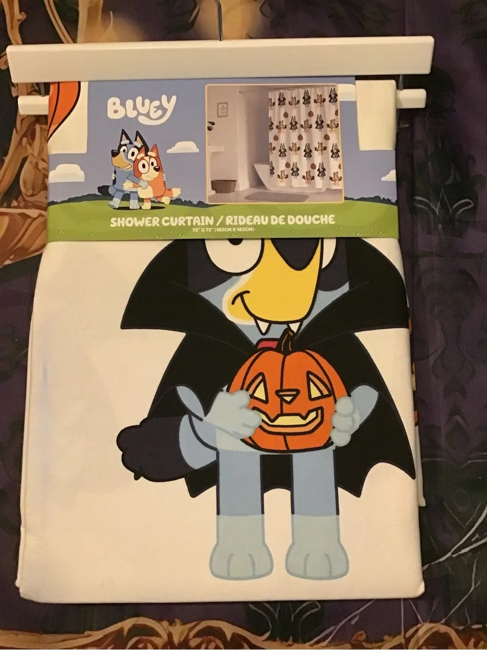 Blue and bingo vampire halloween shower curtain 72 x 72 -NEW